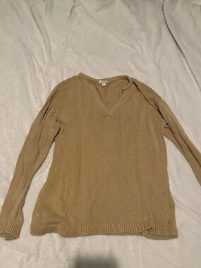 J. Crew Light Brown V-Neck Knit Sweater